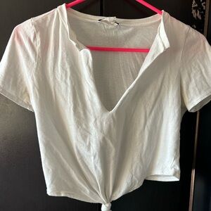 Fashion Nova White Tie-Front Crop Top